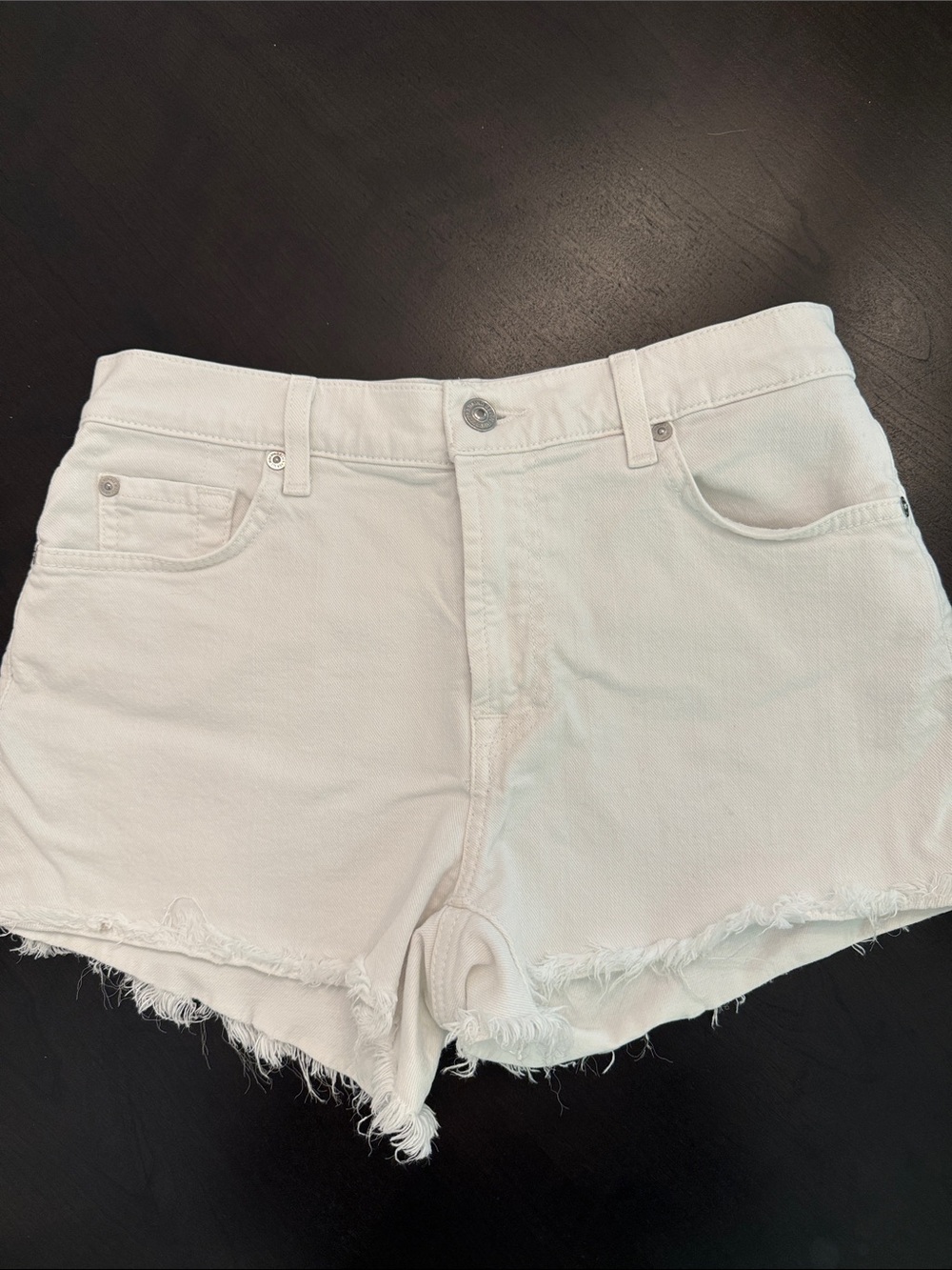 7 For All Mankind Women's White Denim Shorts